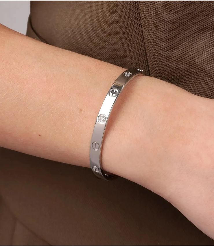 Cartier Diamond 18ct White Gold Love Bangle J1371 Xupes