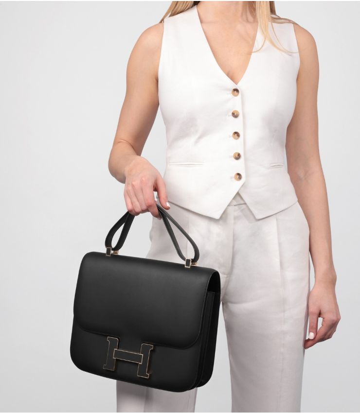 Hermès Black Sombrero Leather Constance Cartable HSK006 Xupes