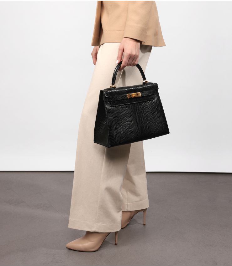 Hermès Pre-Owned Black Lizard Leather Kelly 28cm JJLG007 | Xupes