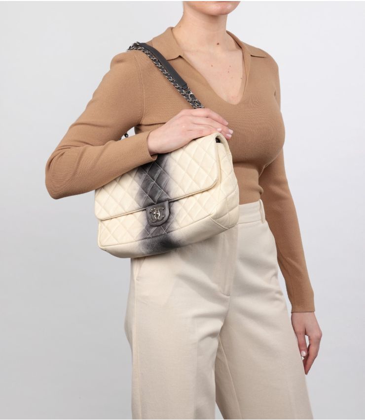 Beige Caviar Leather Chanel Jumbo Single Flap Beige Chanel Beige