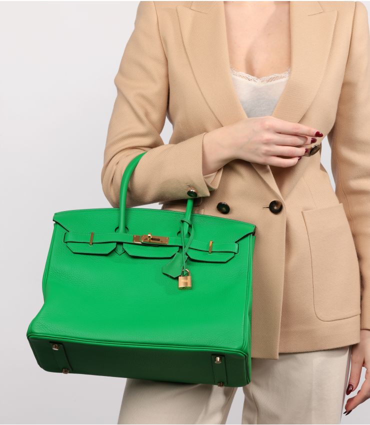 Togo Hermes Bamboo Bag Hermès Pre-Owned Bamboo Togo Leather Birkin