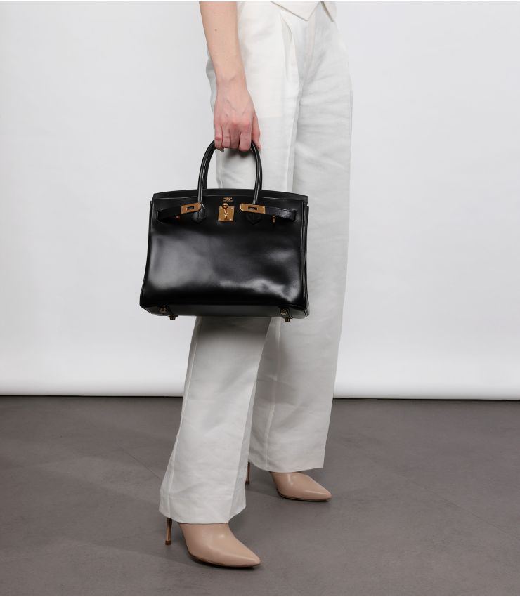 Hermès Black Box Calf Leather Birkin 30cm Retourne CB1129 | Xupes