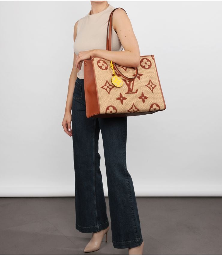 Louis Vuitton Pre-Owned Natural, Tan Onthego GM Tote CB1157 | Xupes