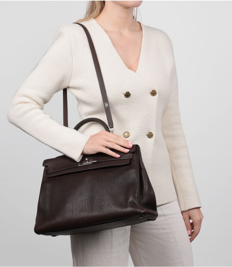 Hermès Ebene Fjord Leather Kelly 35cm Retourne CB1229 | Xupes
