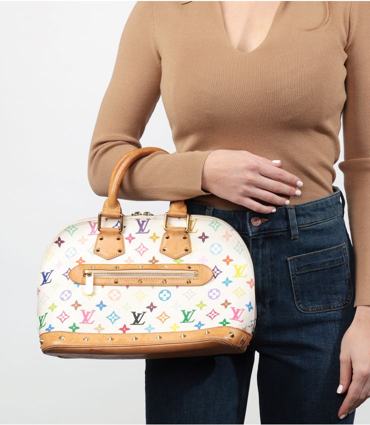 【希少】 LOUIS VUITTON Coated Canvas Alma ハンドバッグ Pre-Owned Takashi Murakami x Louis Vuitton White Monogram