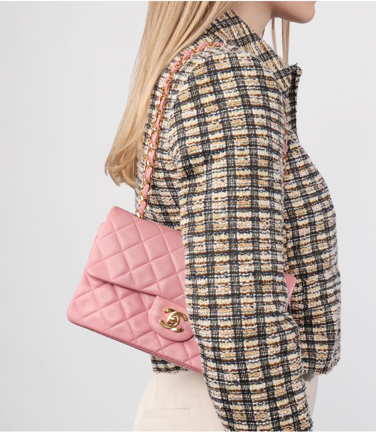 Chanel Pink Vintage Small Classic Double Flap Bag CB789 | Xupes