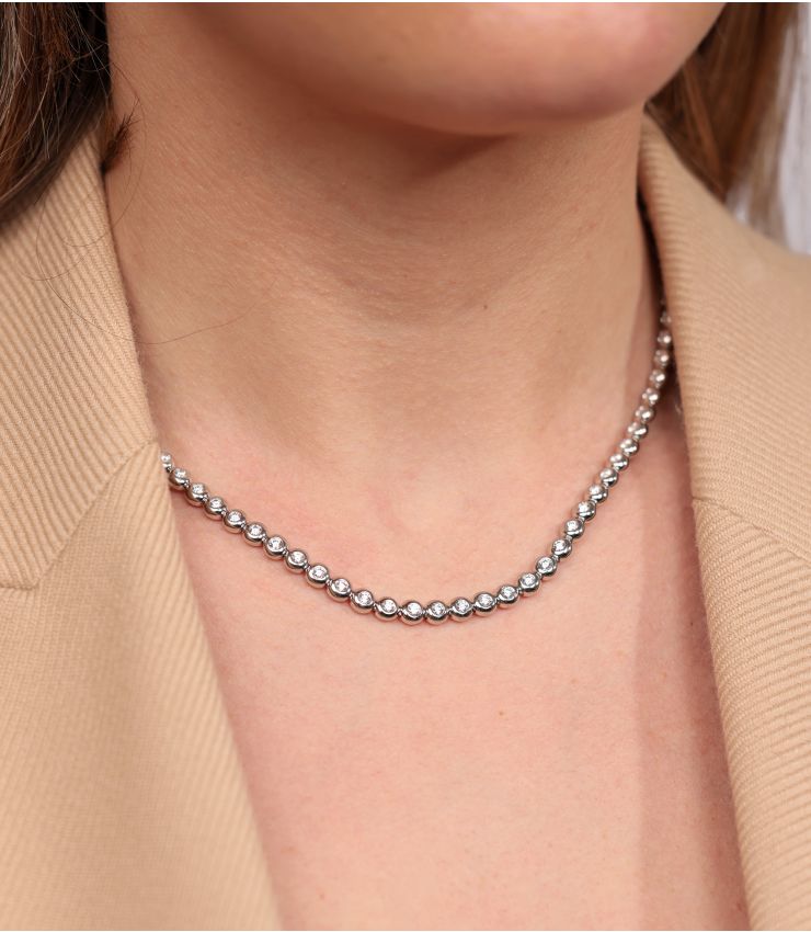 Tiffany Bezel Diamond Tennis Necklace COMJ715 Xupes