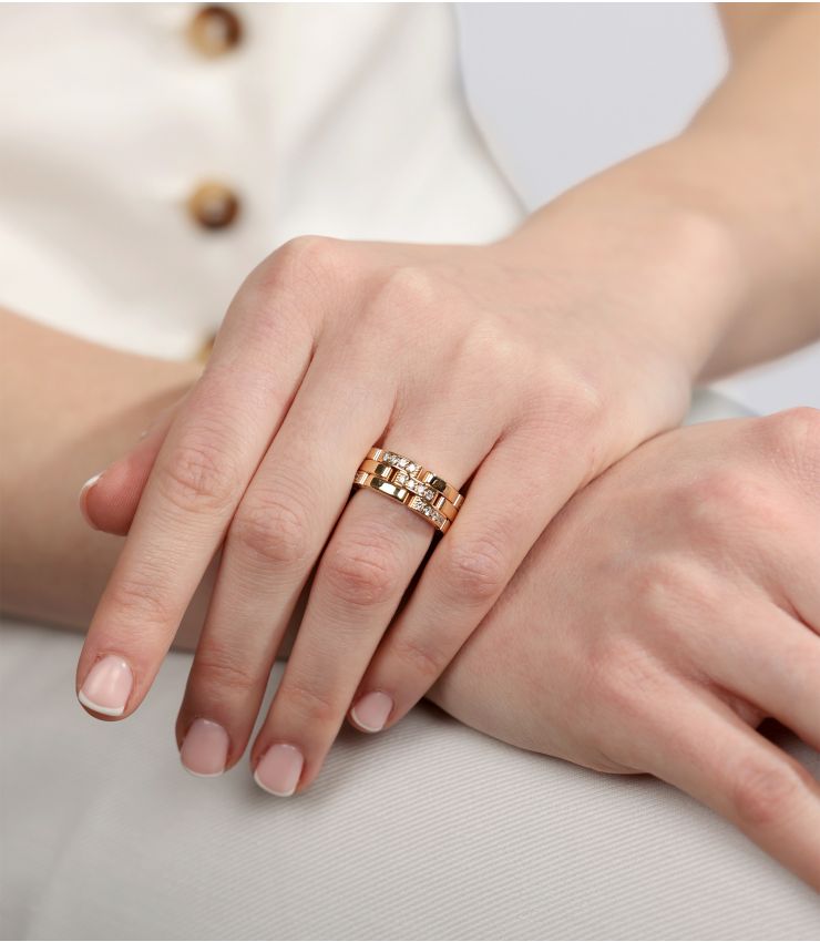 Cartier Diamond Set 18ct Yellow Gold Maillon Ring COMJ729 Xupes