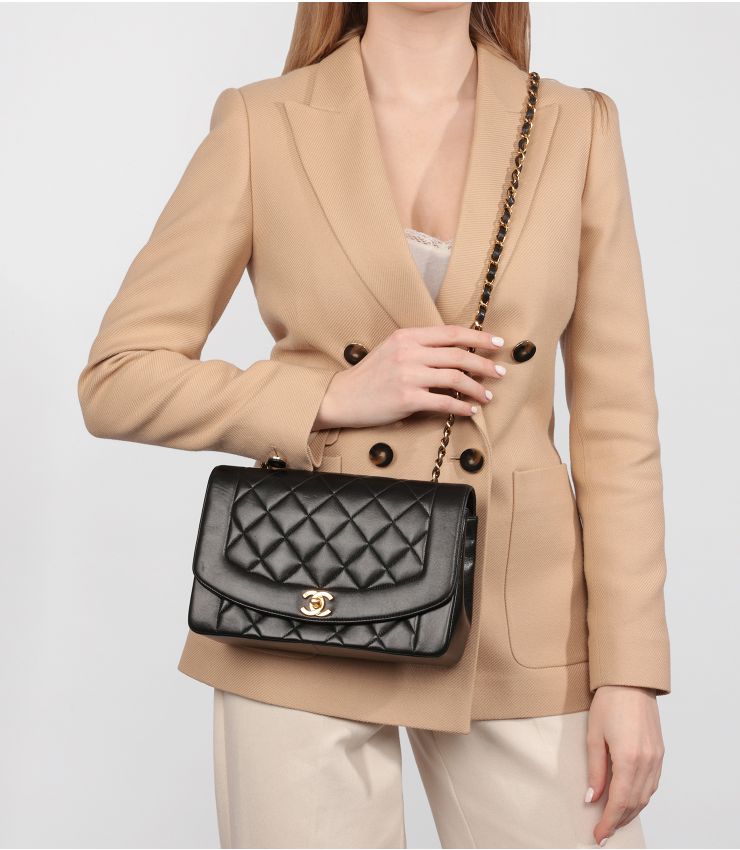 Chanel Black Medium Diana Classic Single Flap Bag HB4942 | Xupes