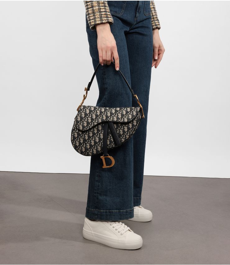 Dior Pre-Owned Blue Canvas Saddle Bag HB5215 | Xupes