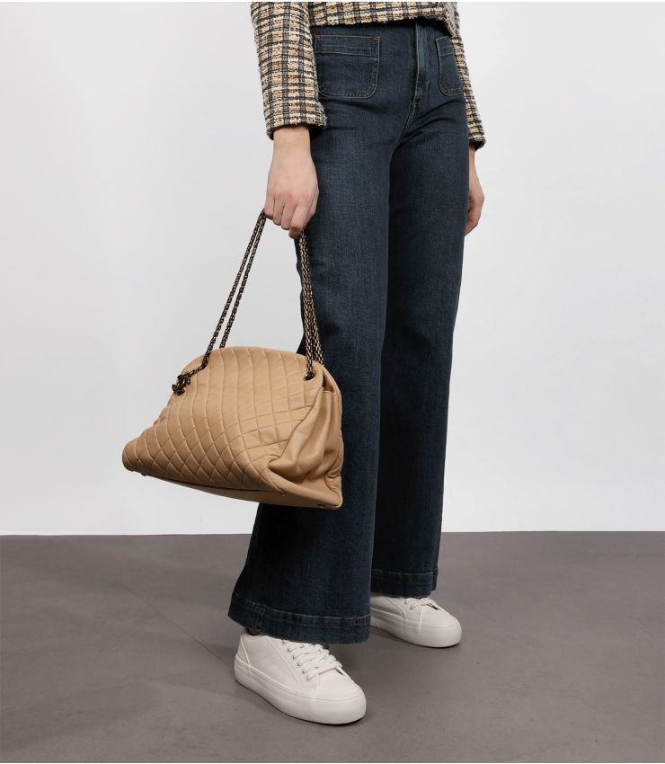 Chanel Beige Large Just Mademoiselle Bowling Bag HB5443 Xupes