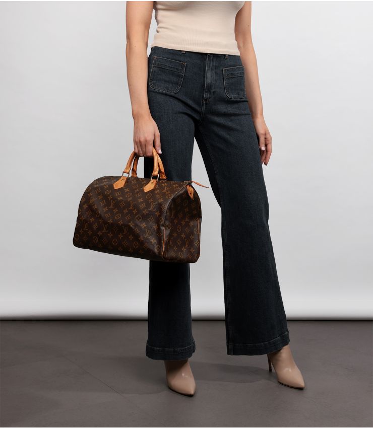 Louis Vuitton Brown Monogram Canvas Speedy 35 HB5568 | Xupes