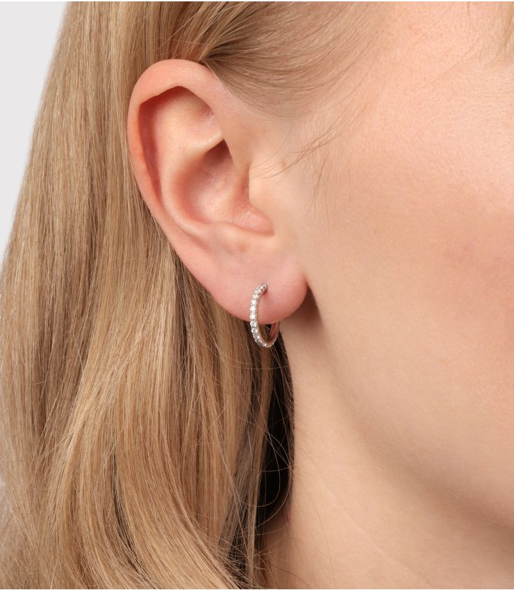 Tiffany & Co. Diamond Set Metro Hoop Earrings J1130 | Xupes
