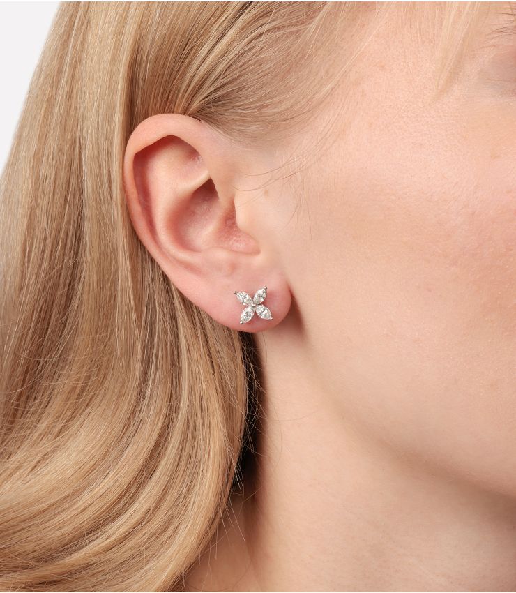 Marquise Cut Diamond Platinum Medium Victoria Earrings