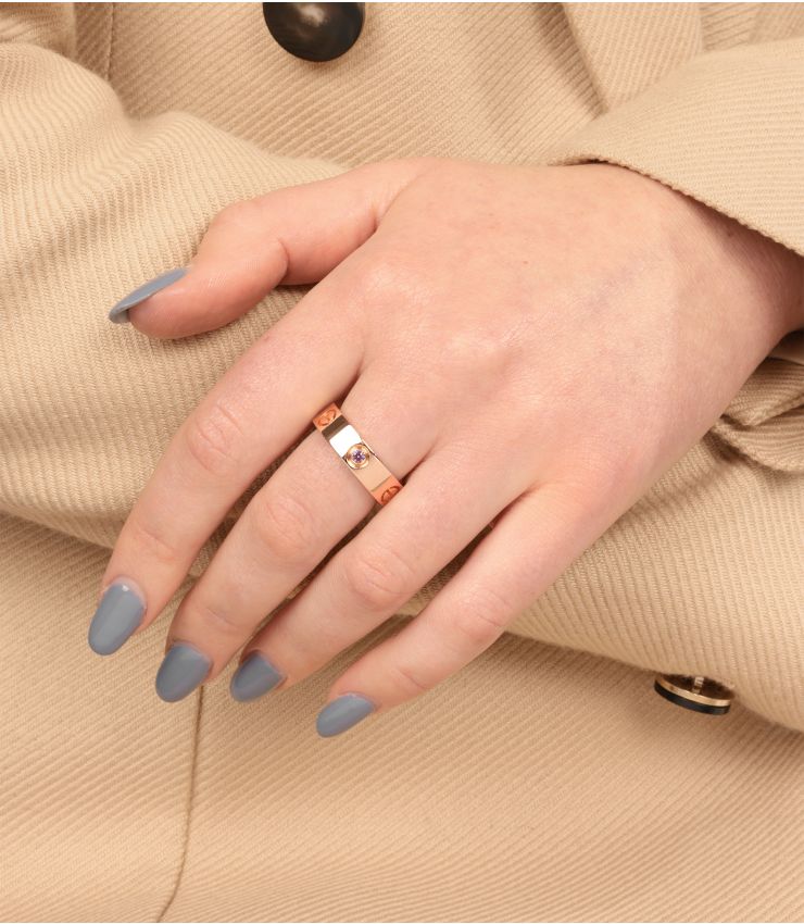 アクセサリー Cartier LOVE RING Cartier 1 Pink Sapphire Rose Gold Love Band Ring J1286 | Xupes