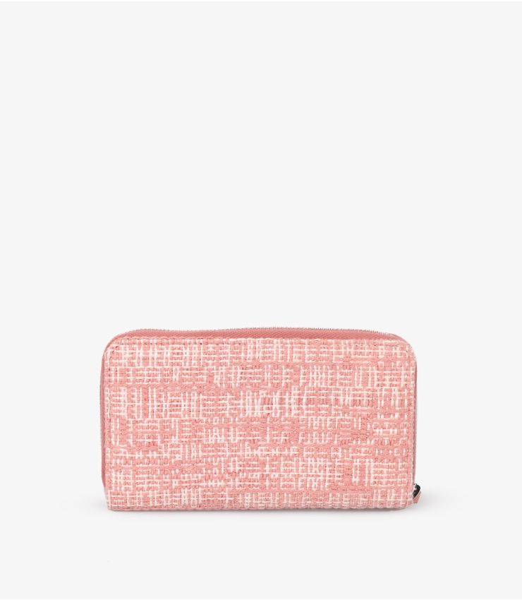 Chanel Pink Tweed Deauville Long Zip Wallet AA0315 | Xupes