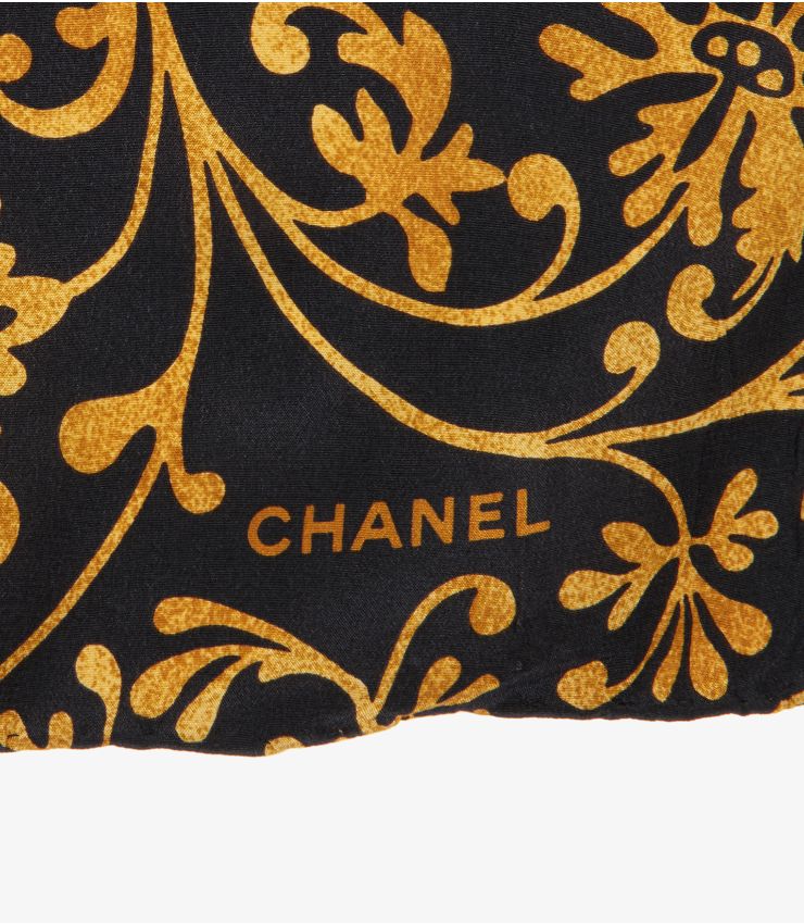 Chanel Pre-Loved Gold Vintage CC Silk Scarf AA0194 | Xupes