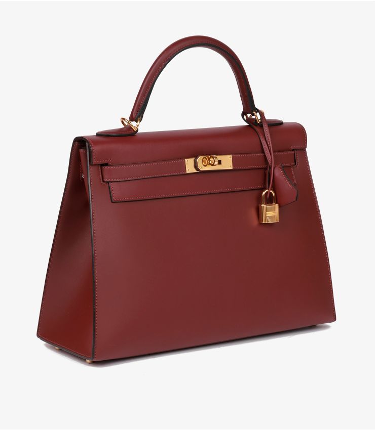 Hermès Rouge H Sombrero Leather Kelly 32cm Sellier CB1222 | Xupes