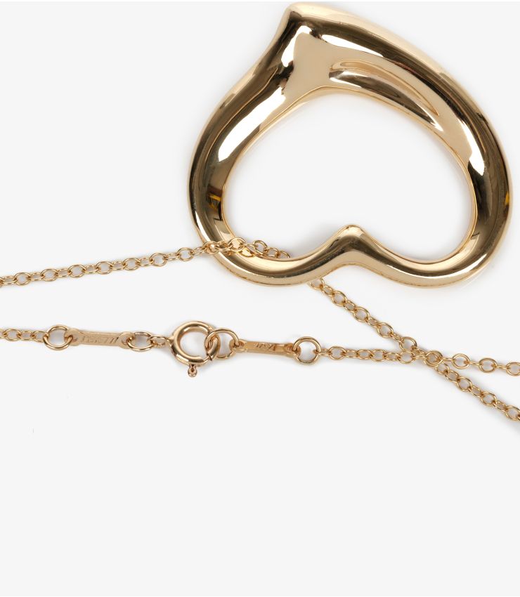Tiffany & Co. Pre-Owned Yellow Gold Open Heart Pendant J1469 | Xupes