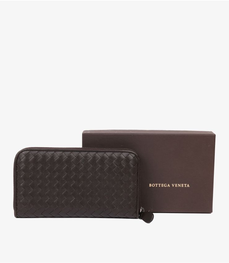 Bottega Veneta Brown Intrecciato Long Zip Wallet AA0280 | Xupes