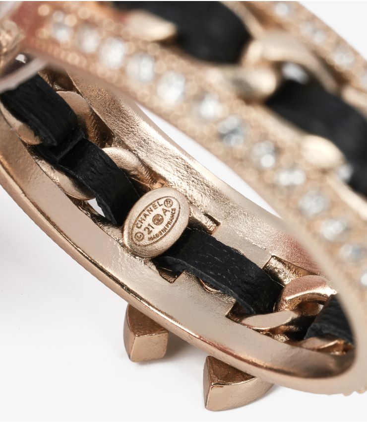 Chanel Crystal Matte Gold CC Hoop Earrings AAJ044 | Xupes