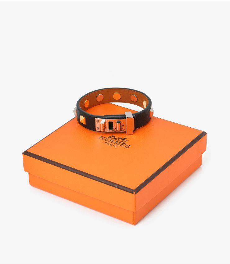Hermès Black Swift Mini Dog Clous Carres Bracelet AAJ061 | Xupes