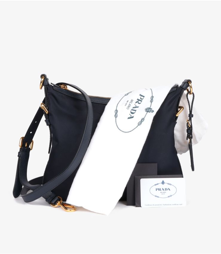 Prada Navy Blue Nylon & Saffiano Crossbody Bag CB1020 | Xupes