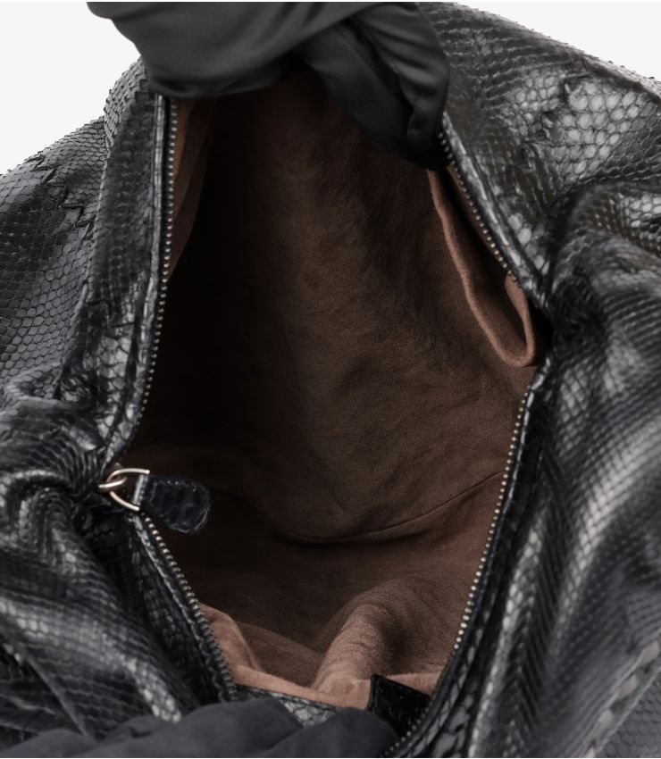Bottega Veneta Black Python Belly Croquet Hobo Bag CB1212 | Xupes