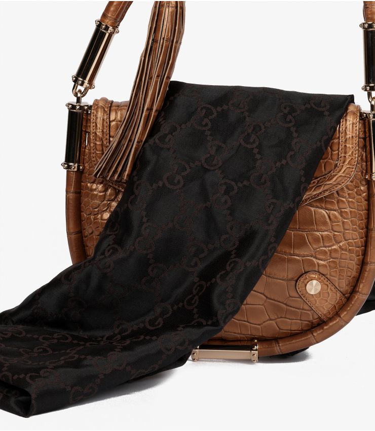 Gucci Bronze Metallic Alligator Britt Tassel CB1213 | Xupes