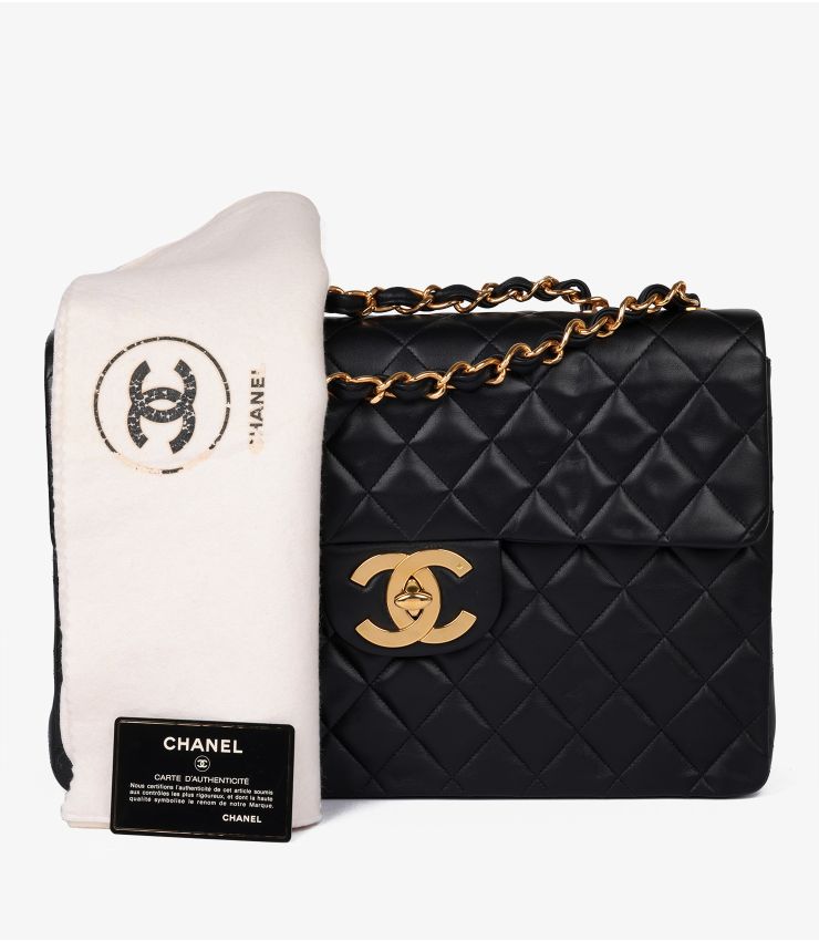Chanel Black Vintage Maxi Jumbo XL Flap Bag HB5624 | Xupes