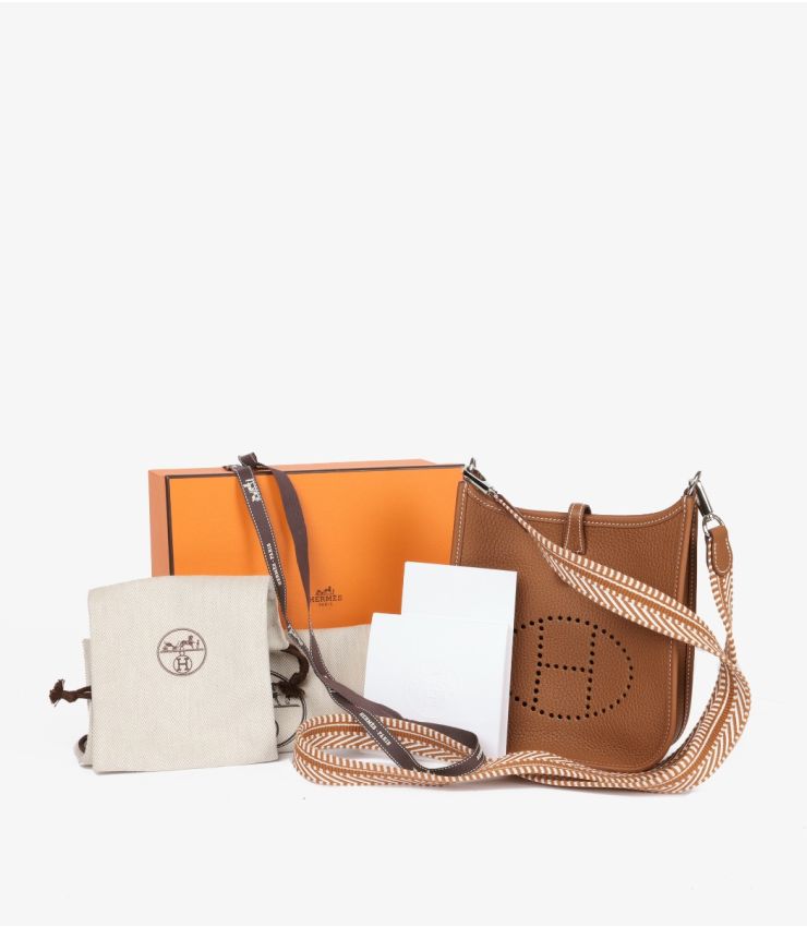Hermès Gold & Ecru Sangle Cavale Evelyne TPM CB1179 | Xupes