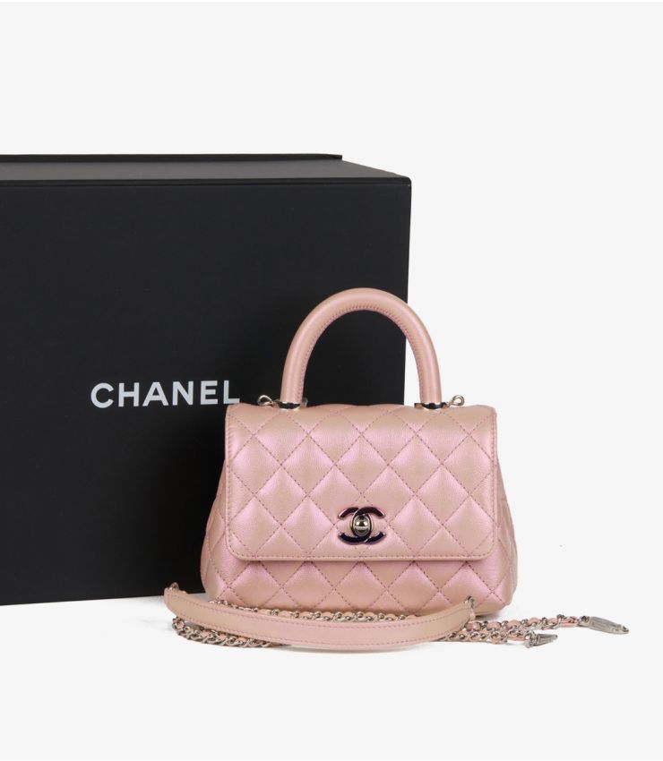 Chanel Iridescent Pink Mini Coco Top Handle HB4503 Xupes