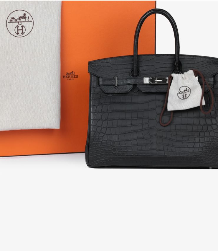 HERMES ⑅⃛ Hermès Black Matte Niloticus Crocodile Birkin 35 JJLG136 | Xupes