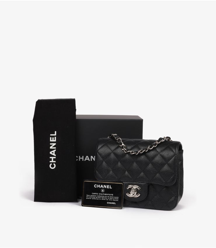 CHANEL正規品 Chanel Black Caviar Leather Square Mini Flap Bag CB1190 | Xupes