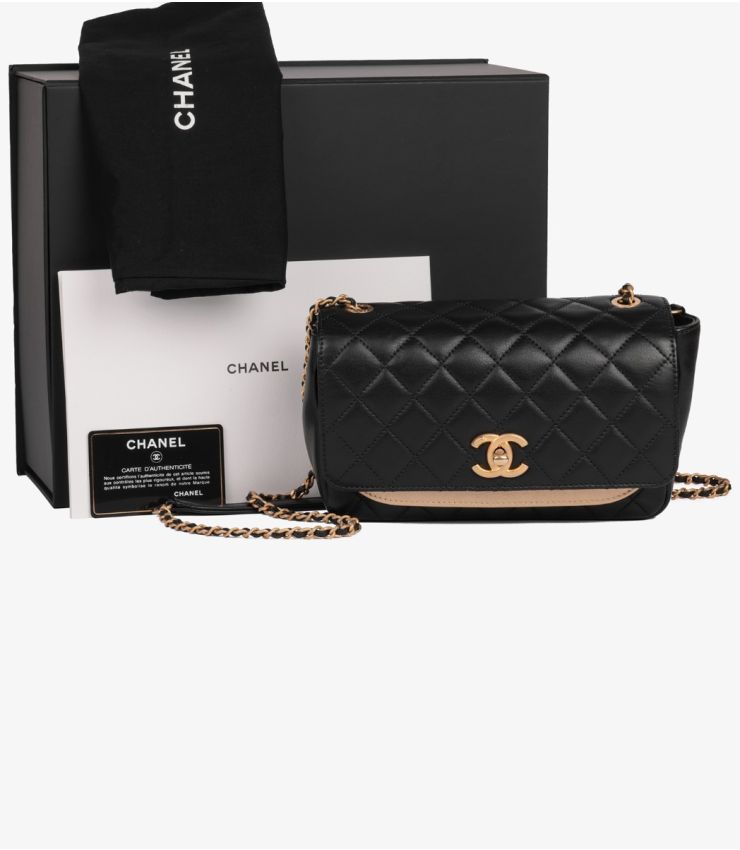 Chanel Black, Gold Metallic Camellia Mini Flap Bag HB5185 | Xupes