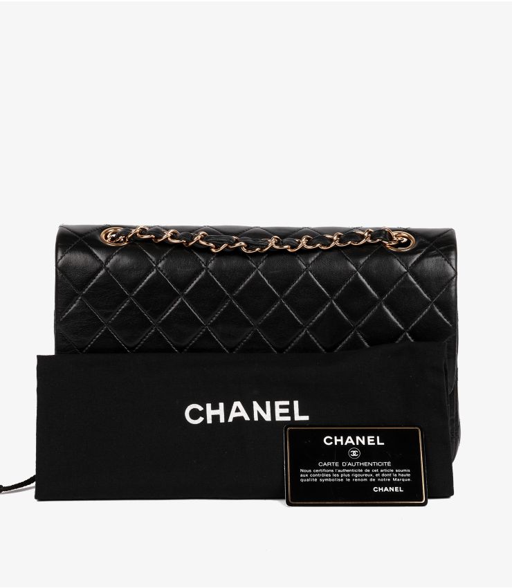 Chanel Black Lambskin Medium Classic Double Flap Bag | HB5760