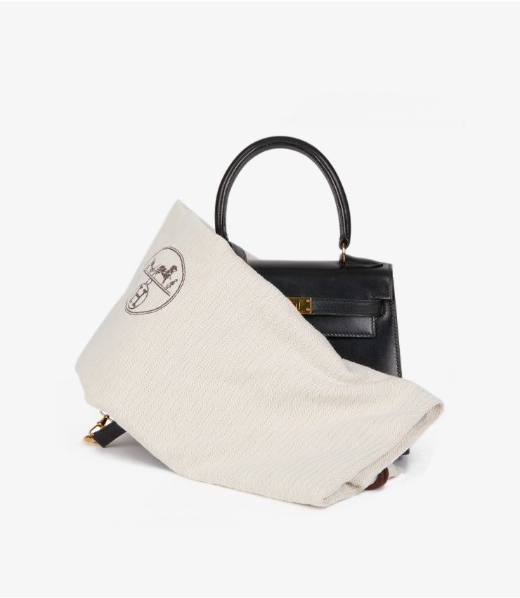 Hermès Black Box Calf Vintage Mini Kelly 20cm JJLG087 Xupes
