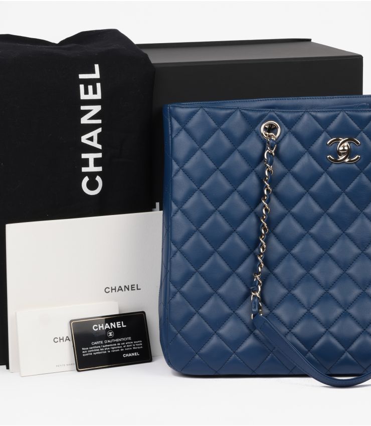 Chanel Blue Quilted Lambskin Classic Shoulder Tote HB5349 | Xupes