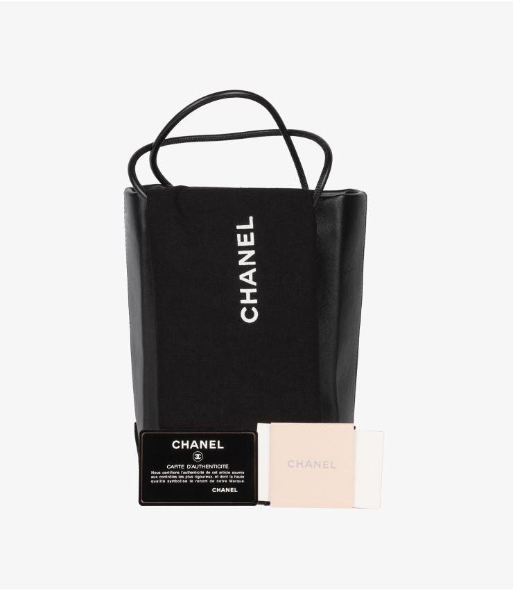 Chanel Black & White Lambskin Mini Shopping Tote HB5033 | Xupes