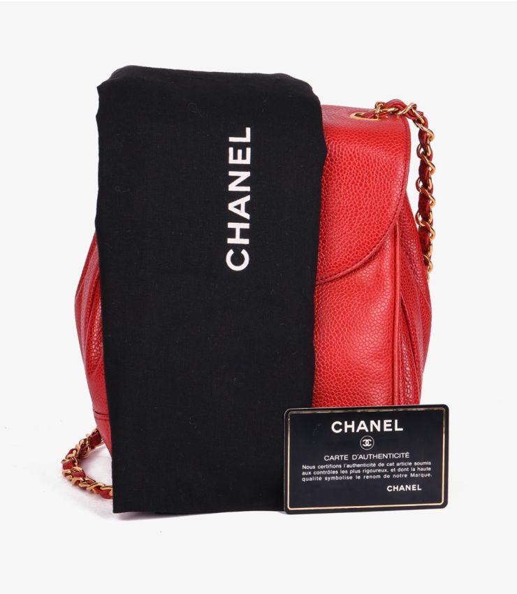 Chanel Red Vintage XL Classic Single Flap Bag HB4725 | Xupes