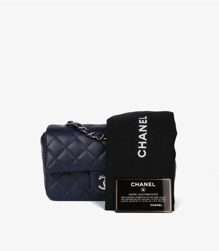 Chanel Navy Blue Caviar Rectangular Mini Flap Bag CB984 Xupes