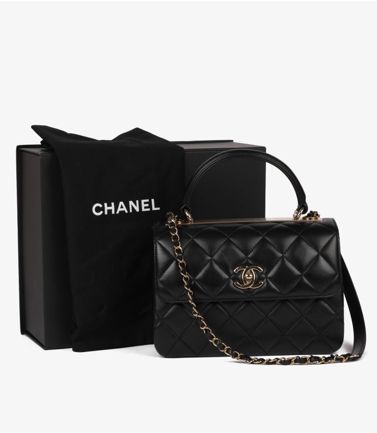 Chanel Black Small Trendy CC Dual Handle Flap Bag CB1025 | Xupes