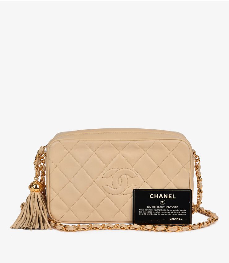 Chanel Beige Small Fringe Timeless Camera Bag HB4724 | Xupes