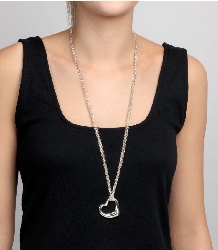 Tiffany & Co. Elsa Peretti Open Heart Mesh Necklace J1526 | Xupes