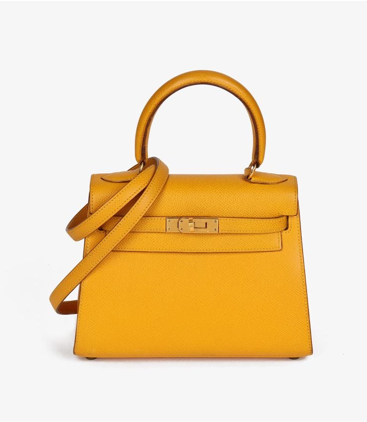Hermès Pre-Owned Jaune Courchevel Leather Kelly 20cm JJLG091 | Xupes