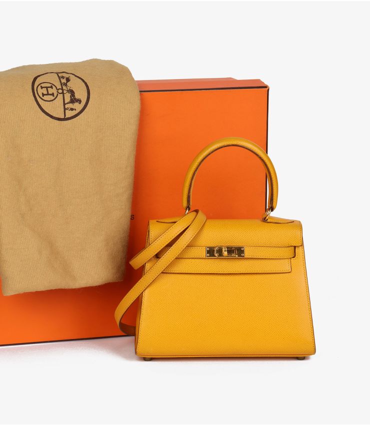 Jaune Courchevel Leather Kelly 20cm Sellier