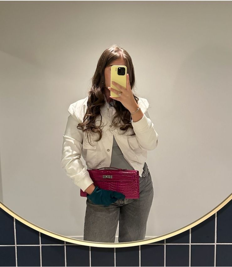 Hermès Rose Scheherazade Shiny Porosus Kelly Cut MML004 | Xupes