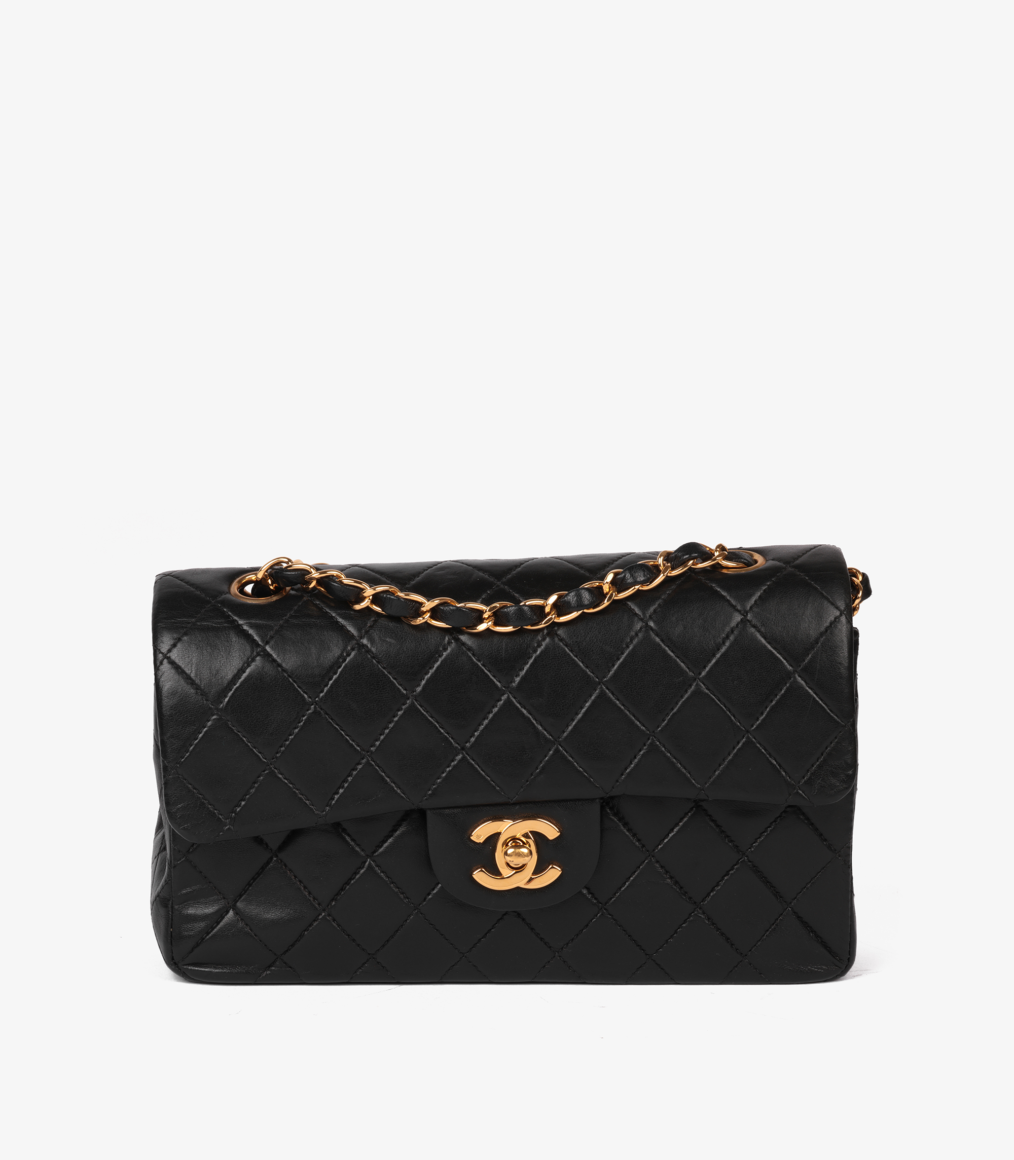 Black Quilted Lambskin Vintage Small Classic Double Flap Bag