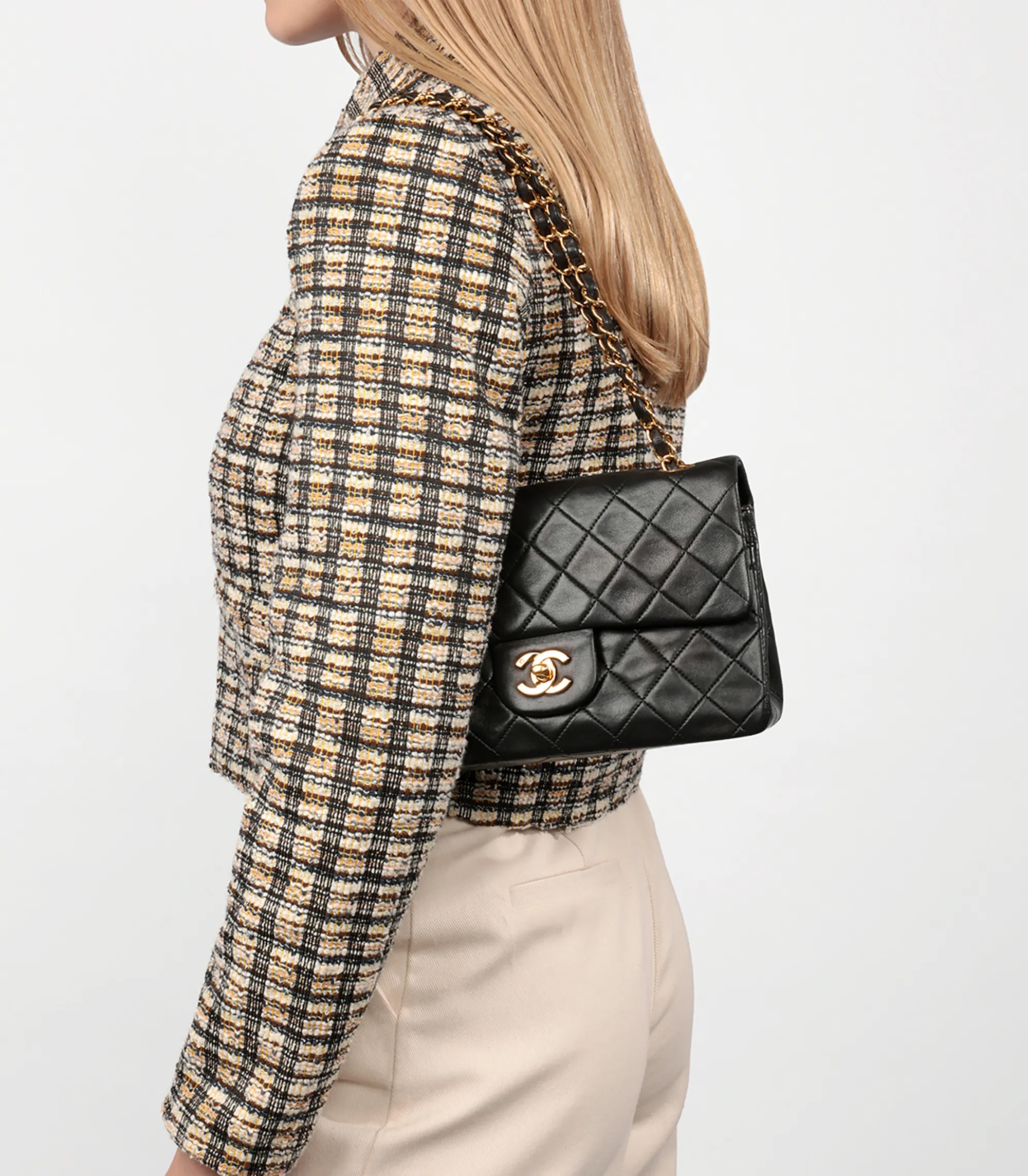 Black Quilted Lambskin Vintage Small Classic Double Flap Bag