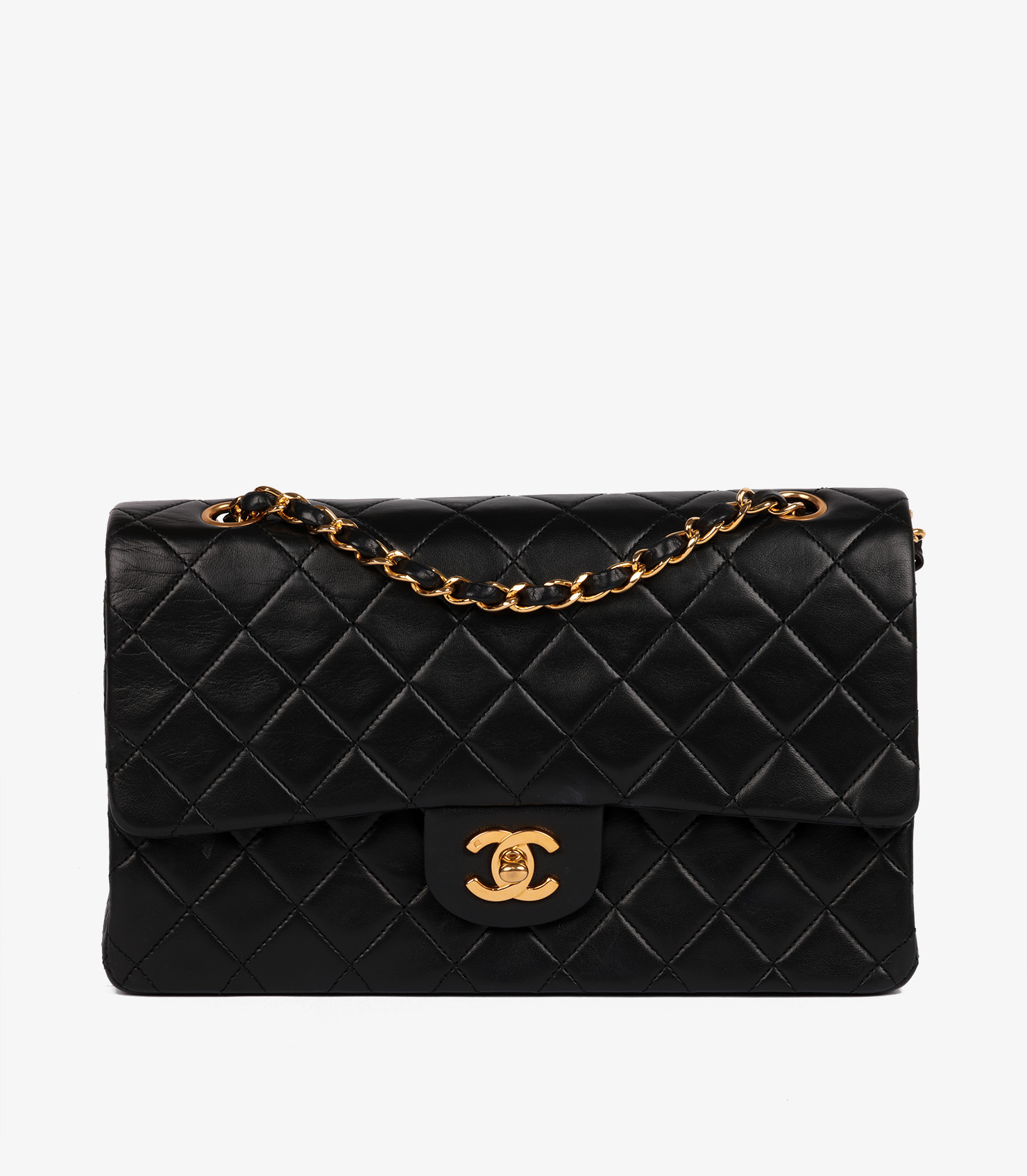 Black Quilted Lambskin Leather Medium Classic Double Flap Bag